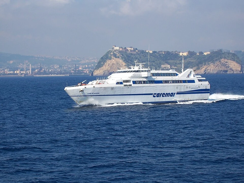 Arrival by boat to Procida from Naples